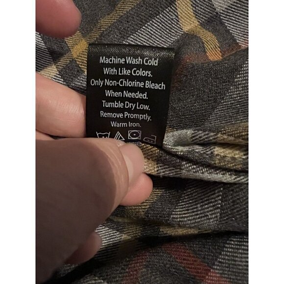 BURNSIDE Men's Gray Plaid Extra Soft Flannel Shirt Long Sleeve BD8283 Sz L - Picture 8 of 8